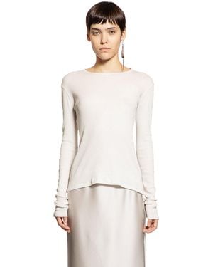 Ann Demeulemeester Fiene Long Sleeve T-shirt In Cotton Rib Jersey - White