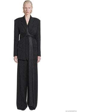 SEBBIE Michelle Blazer With Silk Scarf - Black