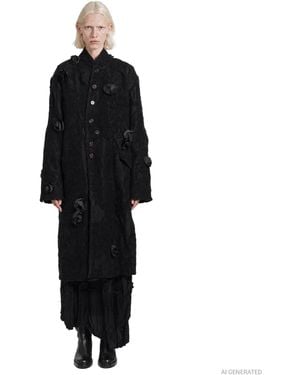 Aleksandr Manamïs Floral Roomy Winter Coat - Black