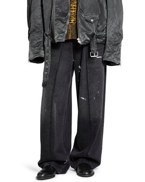 MM6 by Maison Margiela Painted Wide Leg Jeans - Black