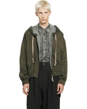 Ziggy Chen Croppped Full Zip Hoodie - Green