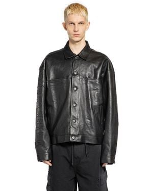 Balenciaga Shirt Leather Jacket - Black