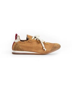 Uma Wang Suede And Leather Gathered Trainers - Brown