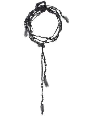 KUNDO K- 170 Glass Beads And Silk Muslin Neck Piece - Metallic