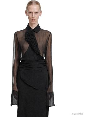 Marc Le Bihan Organza Flower Shirt - Black