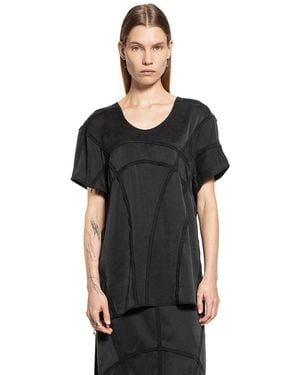 Yehuafan Overlock Silk Satin T-Shirt - Black