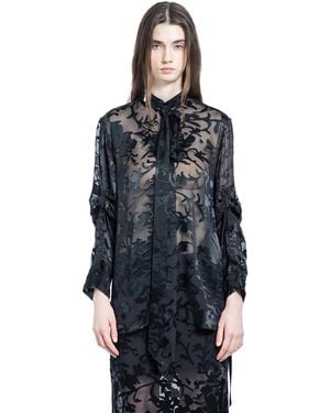 Ann Demeulemeester Dien Standard Collar Long Shirt With Foulard - Blue