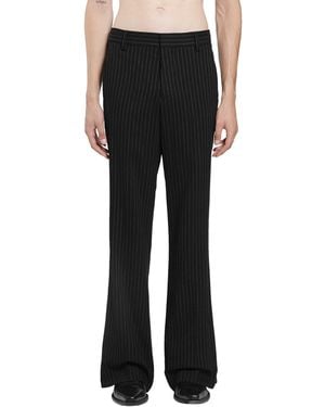 Ann Demeulemeester Stefan Chalk Stripe Flared Trousers - Black