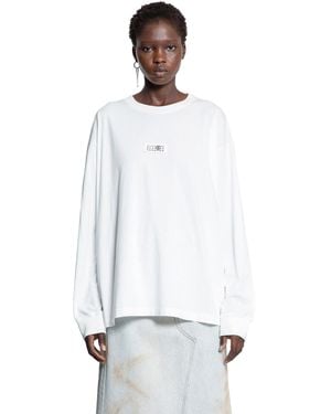 MM6 by Maison Martin Margiela Numeric Long Sleeve T-Shirt - White
