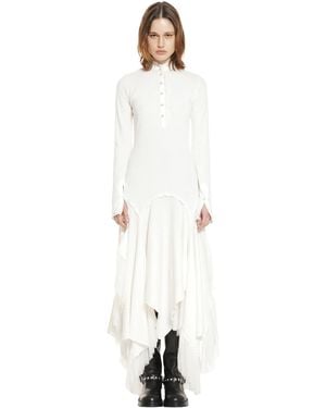 Ann Demeulemeester Tessie Serafino Dress With Chiffon Ruffles - White