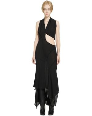 Yehuafan Cut-Out V-Neck Dress - Black