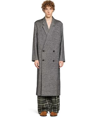 Loewe Wool Blend Double Breasted Coat - Grey