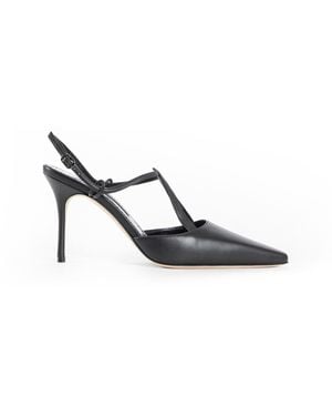Manolo Blahnik Décolleté In Pelle Di Nappa Con T-bar - White