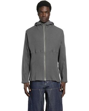 BRYAN JIMENE`Z Thermal Zip-Up Hoodie - Grey