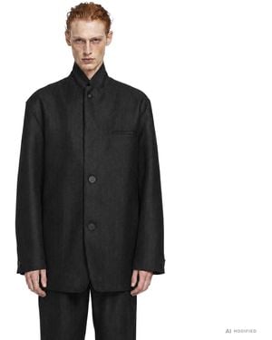 Transit Pinstripe Wool Viscose Jacket - Black