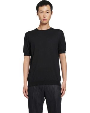 Giorgio Armani Silk Cotton Knit T-Shirt - Black