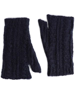 Ann Demeulemeester Reier Cable Knit Ladder Stitch Gauntlets - Blue