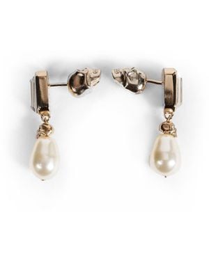 McQueen Skull & Crystal Earrings - White