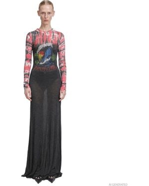 Balenciaga Extreme Tie Dye Long Sleeve Dress - Black