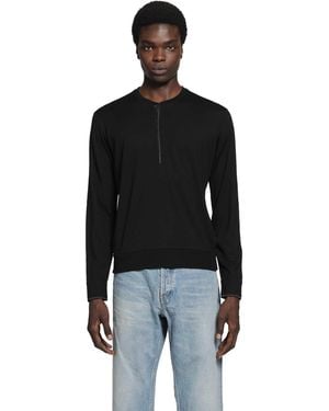 Tom Ford Wool Silk Cashmere Henley - Black
