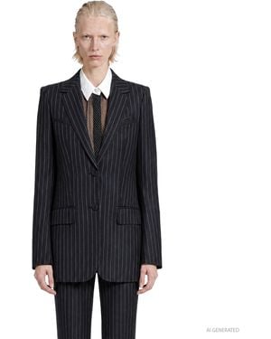 Tom Ford Chalk Sripe Wool Mohair Blazer - Black