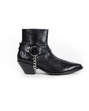 Junya Watanabe Snake Print Texas Ankle Boots - Black