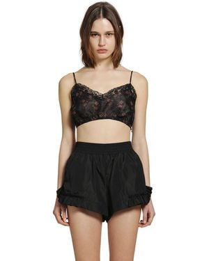 Simone Rocha Sheer Lace Trim Bralette - Black