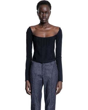 Mugler Ottoman Long Sleeve Top - Blue
