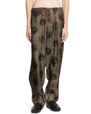 Uma Wang Graphic Polkadot Jacquard Drawstring Trousers - Green