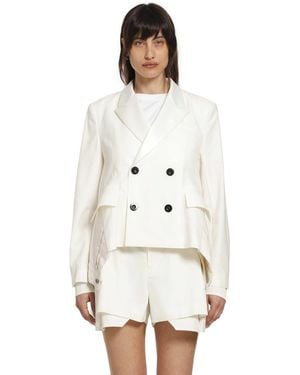 Sacai Wool Suiting X Denim Blazer - White
