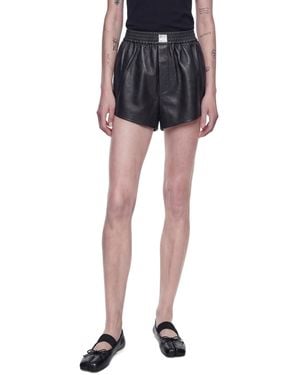 MM6 by Maison Margiela Crackled Faux Leather Shorts - Black