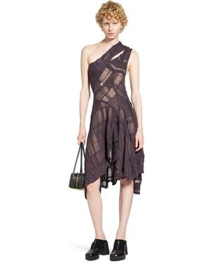 Halo Checked Dress - Purple