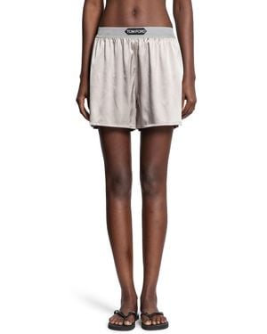 Tom Ford Stretch Silk Satin Pj Shorts - White