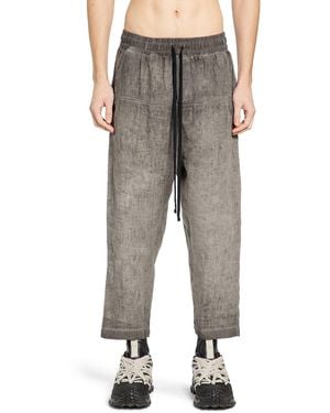 Thom Krom Cropped Linen Trousers - Grey