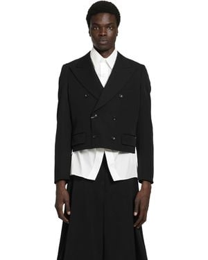 Comme des Garçons Cropped Double-Breasted Blazer - Black