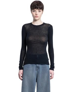 James Perse Cotton Cashmere Ribbed Long Sleeve Top - Blue