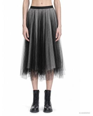 Marc Le Bihan Two-Tone Tulle Midi Skirt - Black