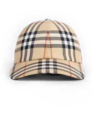 Burberry Check Cotton Baseball Cap - White