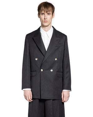 Simone Rocha Double-Breasted Blazer With Daisy Embroidery - Black