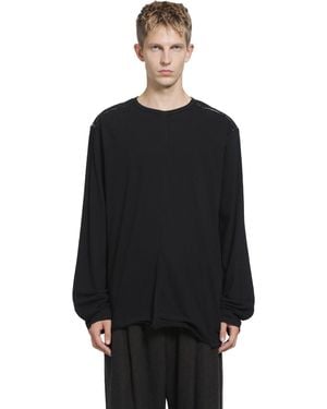 Ziggy Chen Front Seam Long Sleeve T-Shirt - Black