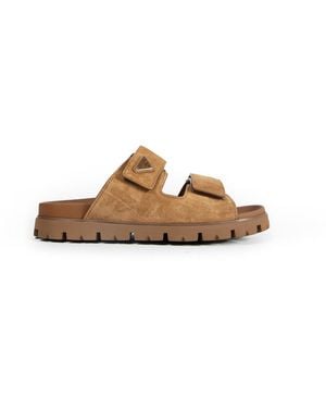 Prada Suede Band Sandals - Brown