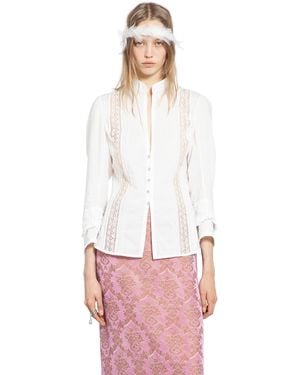 Ann Demeulemeester Lidy Open Front Shirt With Lace Ribbons - White