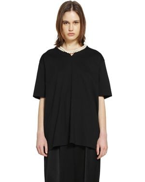Junya Watanabe Cotton Jersey T-Shirt With Split - Black