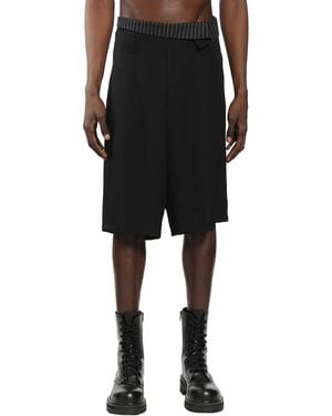 Yohji Yamamoto Wool Gabardine Thai Shorts - Black