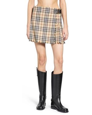 Burberry Check Wool Mini Kilt - Natural