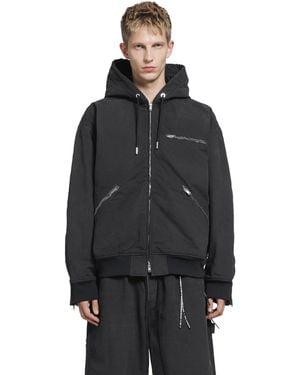 MASTERMIND WORLD Stonewashed Hooded Work Jacket - Black