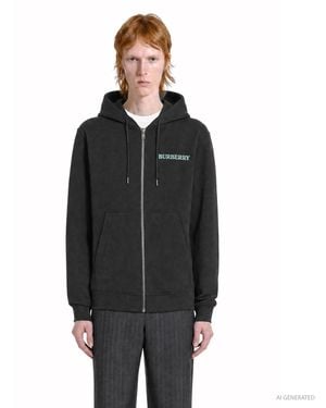 Burberry Heritage Logo Zip Hoodie - Black
