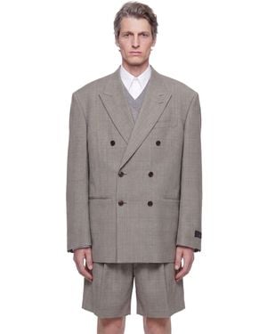 Hed Mayner Double-Breasted Wool Blazer - Gray