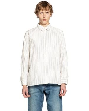 Saint Laurent Cassandre Striped Shirt - White