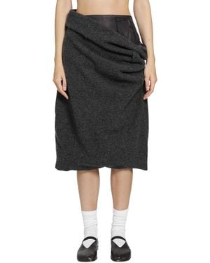 PILLINGS Draped Wool Midi Skirt - Black